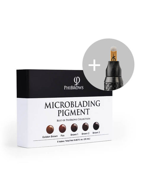 PhiBrows Microblading Pigment Collection SUPE + PhiBlade Disposable Tool 18 U Ecc 0.18 20pcs - Premium PhiSeller