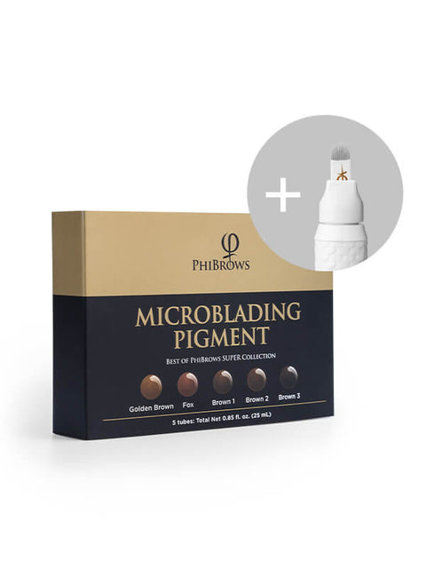 PhiBrows Microblading Pigment Collection SUPER + Disposable Tool with U24 Nano Blade 20pcs - Premium PhiSeller